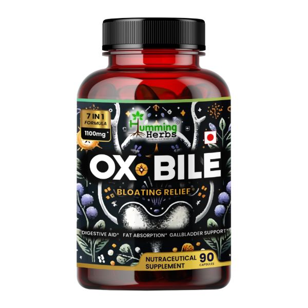 Ox Bile 1100mg - 7-in-1 Digestive Support Supplement with Probiotics, Curcumin &amp; Bromelain - 90 Capsules