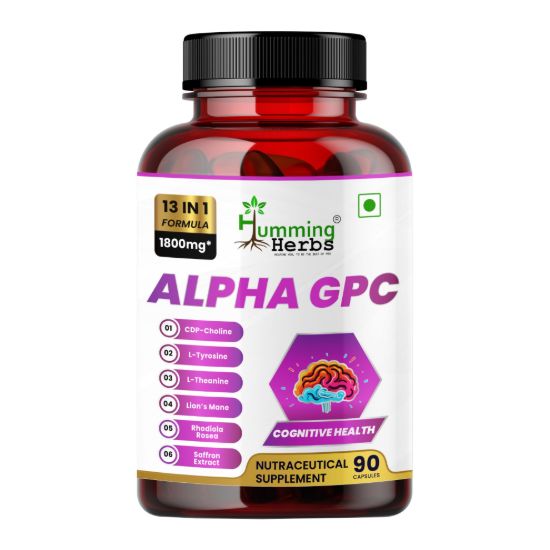 Picture of Alpha GPC 1800mg - 13 in 1 Brain Health Supplement with CDP Choline, L-Tyrosine, L-Theanine & Lion's Mane - 90 Vegetarian Capsules