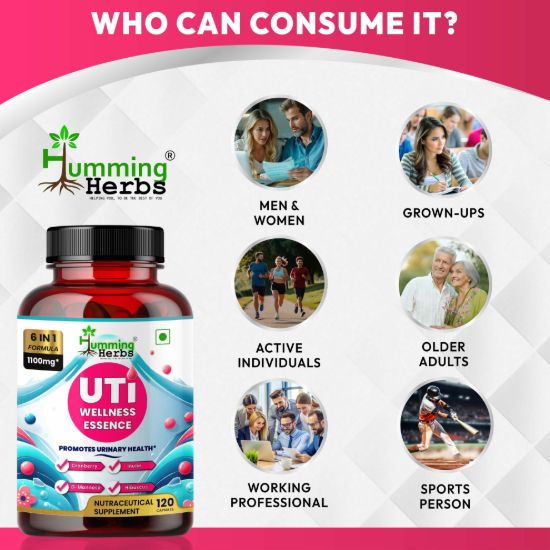 Picture of UTI Wellness Essence - 6-in-1 Formula with D-Mannose, Cranberry & Probiotics for Urinary Health Support - 120 Capsules