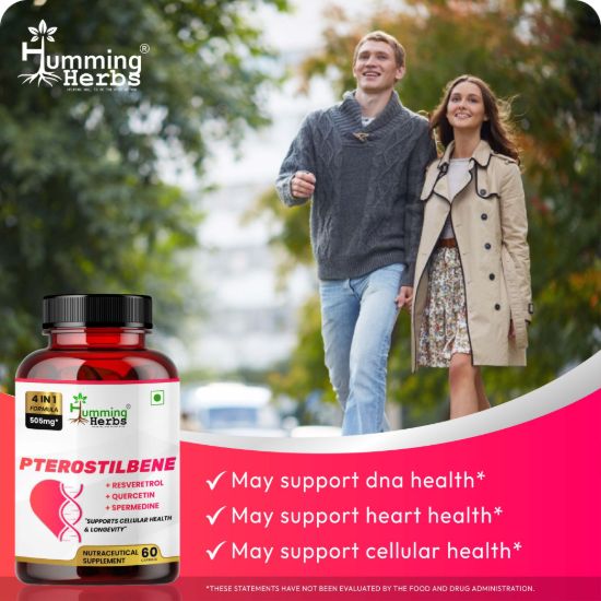 Picture of Pterostilbene Supplement - 4-in-1 Formula with Trans-Resveratrol, Quercetin & Spermidine - 60 Capsules for Cellular Health & Longevity Support