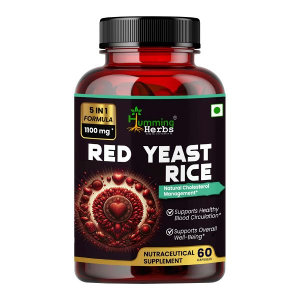 Red Yeast Rice Capsules 1100mg - 5-in-1 Formula with CoQ10, Beta-Sitosterol, Policosanol &amp; Lycopene for Cholesterol Management &amp; Heart Health Support - 60 Vegetarian Capsules