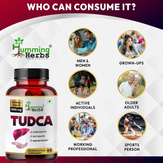 Picture of Humming Herbs TUDCA 1000mg Supplement - 90 Capsules for 45 Days Supply