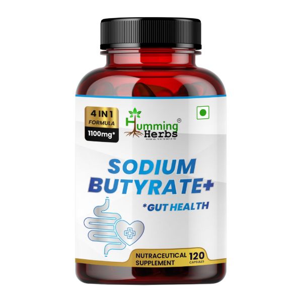Sodium Butyrate Plus with L-Glutamine, Prebiotic Inulin &amp; Probiotic Blend - 4-in-1 Formula, 1100mg Per Serving, 120 Capsules (60 Servings)