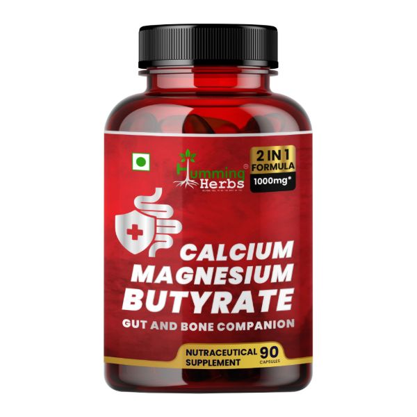 Calcium Magnesium Butyrate 1000mg - 90 Veg Capsules for Gut Health &amp; Bone Support