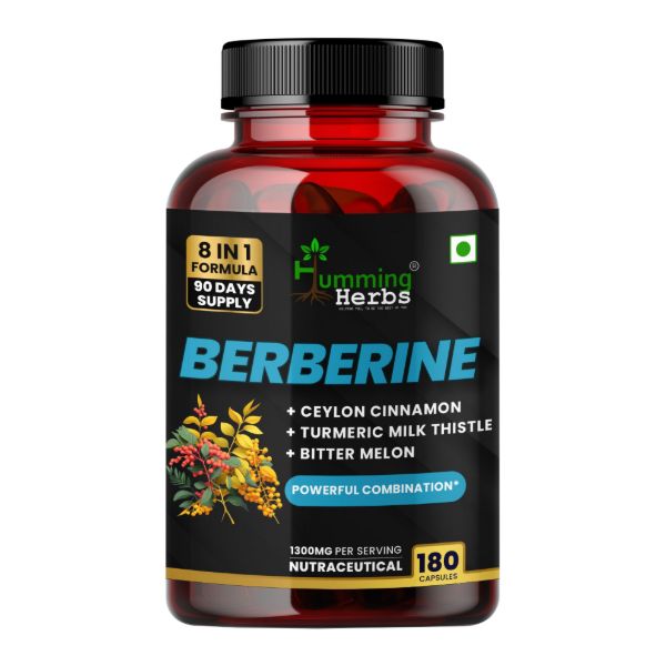 Berberine Complex Capsules 1300mg - 8-in-1 Herbal Formula with Ceylon Cinnamon, Milk Thistle &amp; Turmeric - 180 Vegetarian Capsules (90 Days Supply)