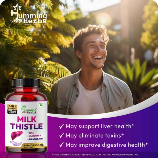 Picture of Humming Herbs Milk Thistle Extract 5-in-1 Formula - 180 Capsules (90 Days Supply)