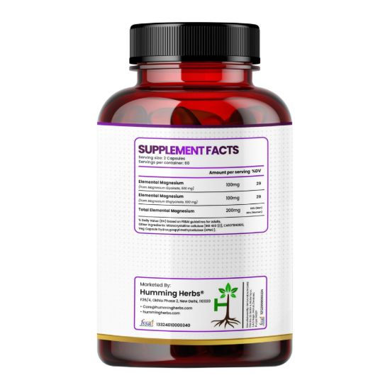 Picture of Magnesium Glycinate + Bisglycinate Supplement - 1000mg, 120 Capsules for Heart Health, Sleep & Relaxation