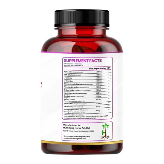 Picture of Alpha GPC 1800mg - 13 in 1 Brain Health Supplement with CDP Choline, L-Tyrosine, L-Theanine & Lion's Mane - 90 Vegetarian Capsules