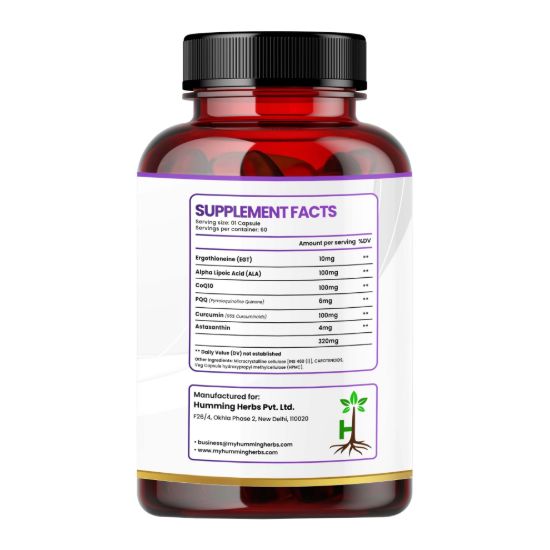 Picture of EGT Ergothioneine 320mg – 6-in-1 Antioxidant Formula with Alpha Lipoic Acid, CoQ10, Curcumin & Astaxanthin – 60 Veg Capsules
